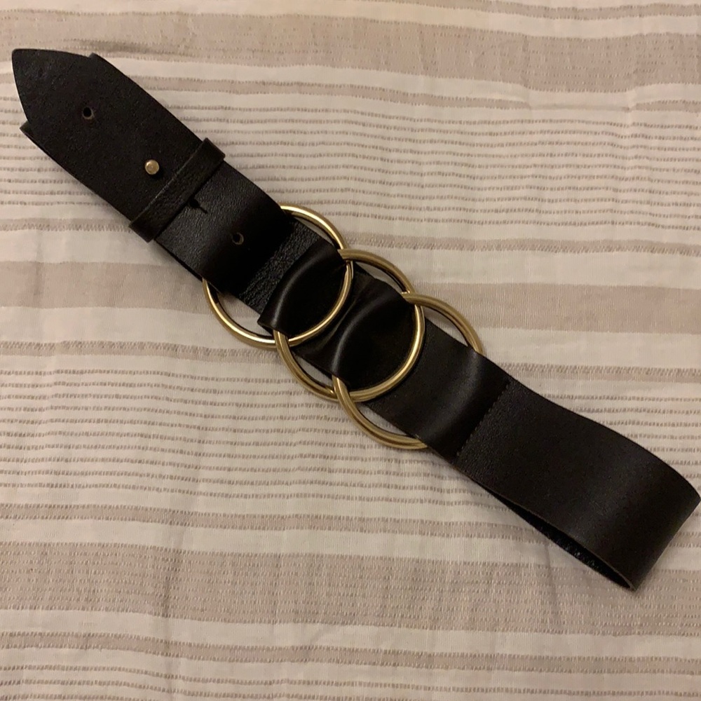 Theory waist belt dark brown leather with gold rings size small